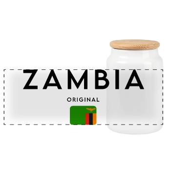Drapeau zambien, design minimaliste élégant - Boîte à biscuits avec couvercle en bois - blanc - Devant