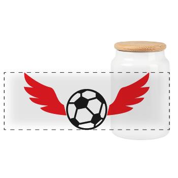 Red Winged Ball: Die Geschwindigkeit des verrückten Flügelspielers - Panorama Keksdose mit Holzdeckel - Weiß - Vorne