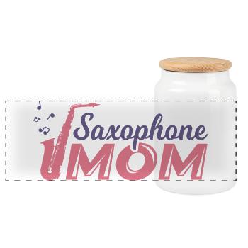 Saxophone Nut - Panoramic Cookie Jar with Wooden Lid - white - Front