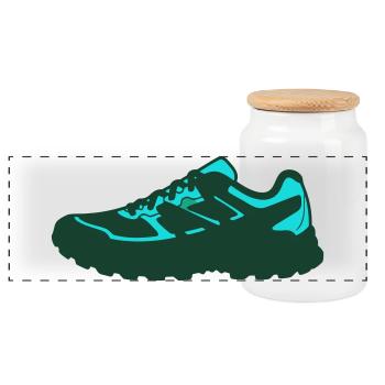 Basket sportive Flat Icon - Boîte à biscuits avec couvercle en bois - blanc - Devant