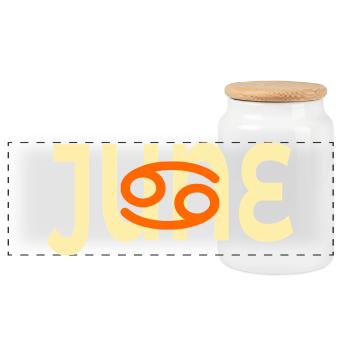 Anniversaire juin - Cancer du signe du zodiaque - Boîte à biscuits avec couvercle en bois - blanc - Devant