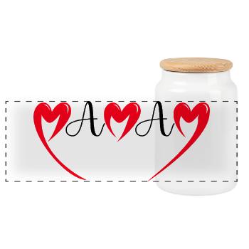 Frohen Muttertag Mama Rotes Herz Liebe Mütter - Panorama Keksdose mit Holzdeckel - Weiß - Vorne