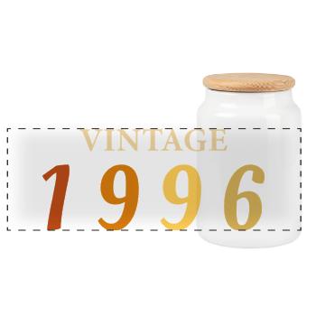 30-jährige Legende Tee, geboren 1996 - Panorama Keksdose mit Holzdeckel - Weiß - Vorne