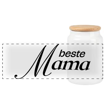 Beste Mama - Panorama Keksdose mit Holzdeckel - Weiß - Vorne