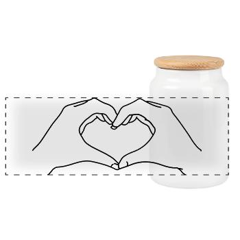 hearthands BFF friends heart hands love icon - Panoramic Cookie Jar with Wooden Lid - white - Front