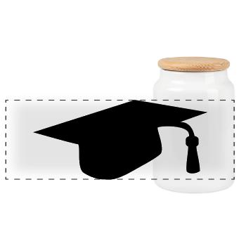 Graduation cap - Panoramic Cookie Jar with Wooden Lid - white - Front