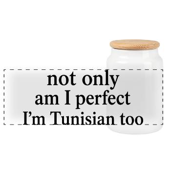 Perfekter und tunesischer Humor | Tunesien Pride-Geschenk - Panorama Keksdose mit Holzdeckel - Weiß - Vorne