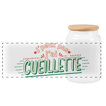 Je peux pas j'ai Cueillette - Boîte à biscuits avec couvercle en bois - blanc - Devant