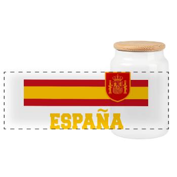 SPANIEN SPAIN España EUROPA SPANISCHE SPORT FAN - Panorama Keksdose mit Holzdeckel - Weiß - Vorne
