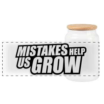 Mistakes Help Us Grow Lustig Motivational Wachstum - Panorama Keksdose mit Holzdeckel - Weiß - Vorne