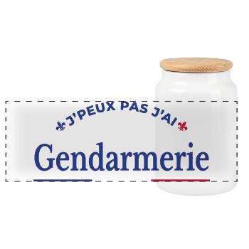Gendarme Cadeau Humour Personnalisé - Boîte à biscuits avec couvercle en bois - blanc - Devant