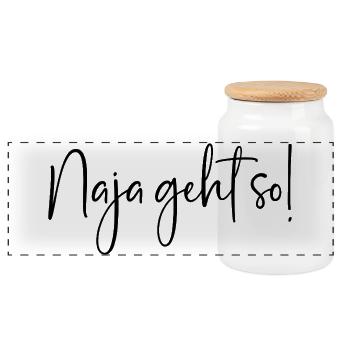Naja geht so - Panorama Keksdose mit Holzdeckel - Weiß - Vorne
