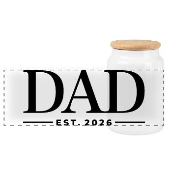 Dad Est. 2026 | Vater | Vatertag - Panorama Keksdose mit Holzdeckel - Weiß - Vorne