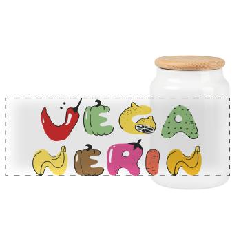 Lettres végétaliennes colorées de légumes - Boîte à biscuits avec couvercle en bois - blanc - Devant