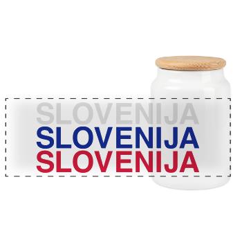SLOWENIEN Slovenia Slowenische Flagge - Panorama Keksdose mit Holzdeckel - Weiß - Vorne