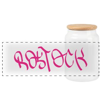 Rostock Graffiti Style T-Shirt - Panoramic Cookie Jar with Wooden Lid - white - Front