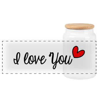 ICH LIEBE DICH. ICH LIEBE DICH. GERADE VERHEIRATET - Panorama Keksdose mit Holzdeckel - Weiß - Vorne
