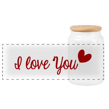 I LOVE YOU. SAINT VALENTIN. EVJF. JE T'AIME. - Boîte à biscuits avec couvercle en bois - blanc - Devant