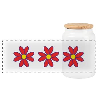 FLOWER. NATUR. ÖKOLOGIE. JUBILÄUM. PARTY. MAMA - Panorama Keksdose mit Holzdeckel - Weiß - Vorne