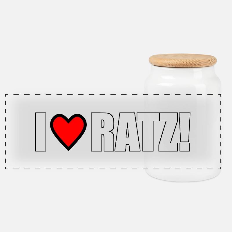 J’adore ratz! - Boîte à biscuits avec couvercle en bois - blanc