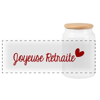 RETRAITE. BONNE RETRAITE. JOYEUSE RETRAITE - Boîte à biscuits avec couvercle en bois - blanc - Devant