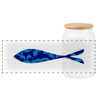 SARDINE. FISH. APRIL FOOL. EASTER. SEA - Panoramic Cookie Jar with Wooden Lid - white - Front