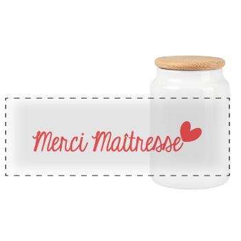 MERCI. MERCI MAÎTRESSE. CADEAU MAÎTRESSE. VACANCES - Boîte à biscuits avec couvercle en bois - blanc - Devant