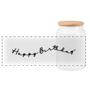 ALLES GUTE ZUM GEBURTSTAG. ALLES GUTE ZUM GEBURTSTAG. JAHRESTAG. - Panorama Keksdose mit Holzdeckel - Weiß - Vorne