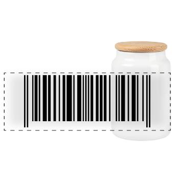 Code barre fabriqué en france - Boîte à biscuits avec couvercle en bois - blanc - Devant