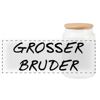 Grand frère - Boîte à biscuits avec couvercle en bois - blanc - Devant