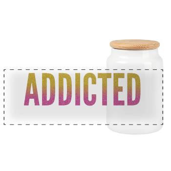 Süchtig nach Musik / addicted to music - Panorama Keksdose mit Holzdeckel - Weiß - Vorne