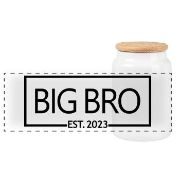 Big Bro Est. 2023 zum Big Brother befördert - Panorama Keksdose mit Holzdeckel - Weiß - Vorne