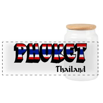 Design du drapeau de la Thaïlande à Phuket - Boîte à biscuits avec couvercle en bois - blanc - Devant