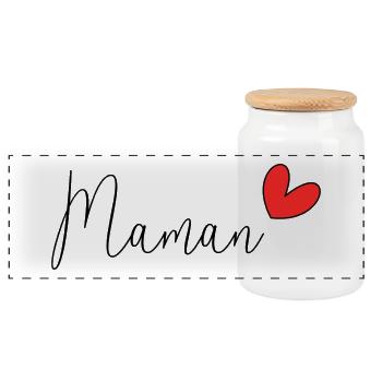 FÊTE DES MÈRES. BONNE FÊTE MAMAN. MAMAN. JE T'AIME - Boîte à biscuits avec couvercle en bois - blanc - Devant