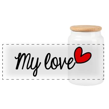 ICH LIEBE DICH. LIEBE. PAAR. GERADE VERHEIRATET. Junggesellinnenabschied - Panorama Keksdose mit Holzdeckel - Weiß - Vorne