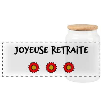 RETRAITE. BONNE RETRAITE. JOYEUSE RETRAITE - Boîte à biscuits avec couvercle en bois - blanc - Devant