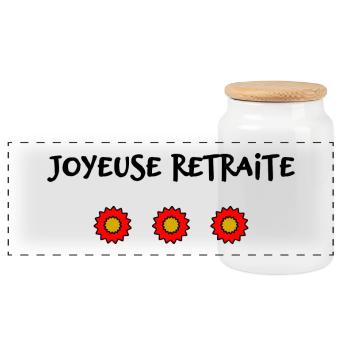 RETRAITE. BONNE RETRAITE. JOYEUSE RETRAITE - Boîte à biscuits avec couvercle en bois - blanc - Devant