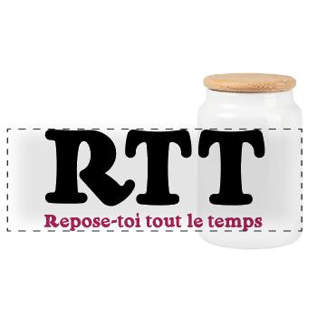 RTT - Repose-toi tout le temps - Boîte à biscuits avec couvercle en bois - blanc - Devant