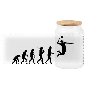 Volleyballer - Panorama Keksdose mit Holzdeckel - Weiß - Vorne