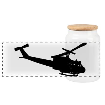 Bell UH-10 silhouette - Panorama Keksdose mit Holzdeckel - Weiß - Vorne