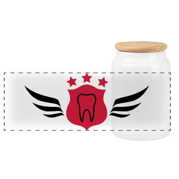 Dentist / Zahnarzt / Dentiste - Panoramic Cookie Jar with Wooden Lid - white - Front