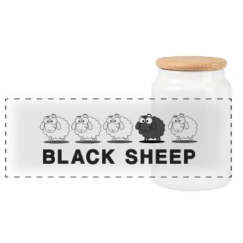 Sheep - Panoramic Cookie Jar with Wooden Lid - white - Front