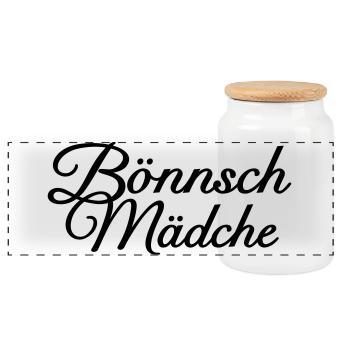 Bönnsch Mädche - Ein Mädel aus Bonn am Rhein - Panorama Keksdose mit Holzdeckel - Weiß - Vorne