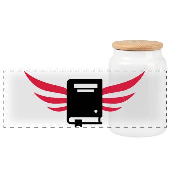 Bookseller Bookstore Buchhändler Libraire Book - Panoramic Cookie Jar with Wooden Lid - white - Front