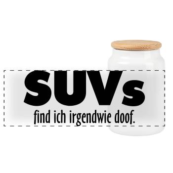SUVs find ich irgendwie doof - Panorama Keksdose mit Holzdeckel - Weiß - Vorne
