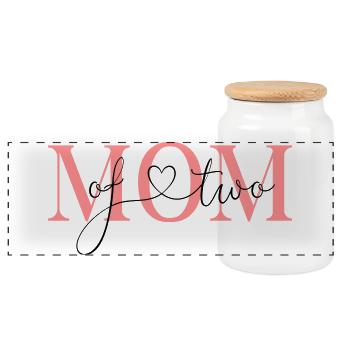 Maman de deux enfants! -personnalisable - Boîte à biscuits avec couvercle en bois - blanc - Devant