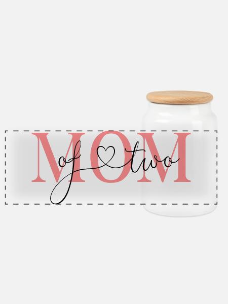 Mom of two! -personalisierbar - Panorama Keksdose mit Holzdeckel - Weiß