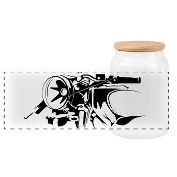 motorcycle motorrad biker symbol illustration icon - Panorama Keksdose mit Holzdeckel - Weiß - Vorne