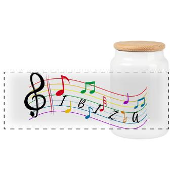Noten ibiza - Noten für Musik - Kook Art - Panorama Keksdose mit Holzdeckel - Weiß - Vorne