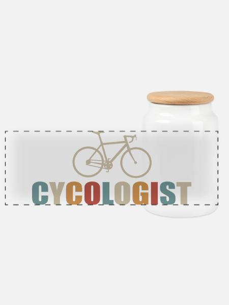 Cycologist Bike für Radfahrer - Panorama Keksdose mit Holzdeckel - Weiß